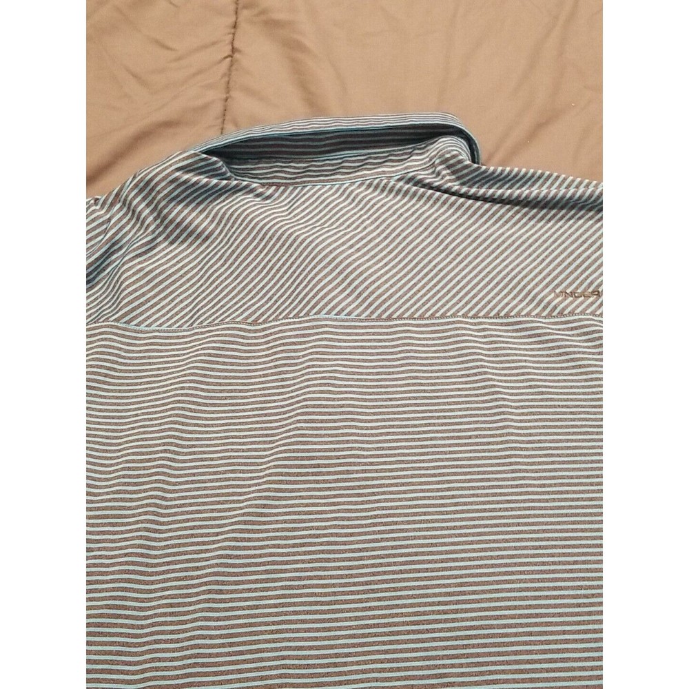 Under Armour Light Blue and White Striped Polo Shirt - Picture 9 of 10